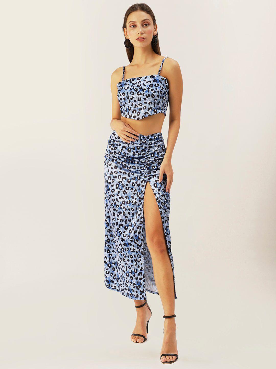 4wrd by dressberry women blue printed co-ords set