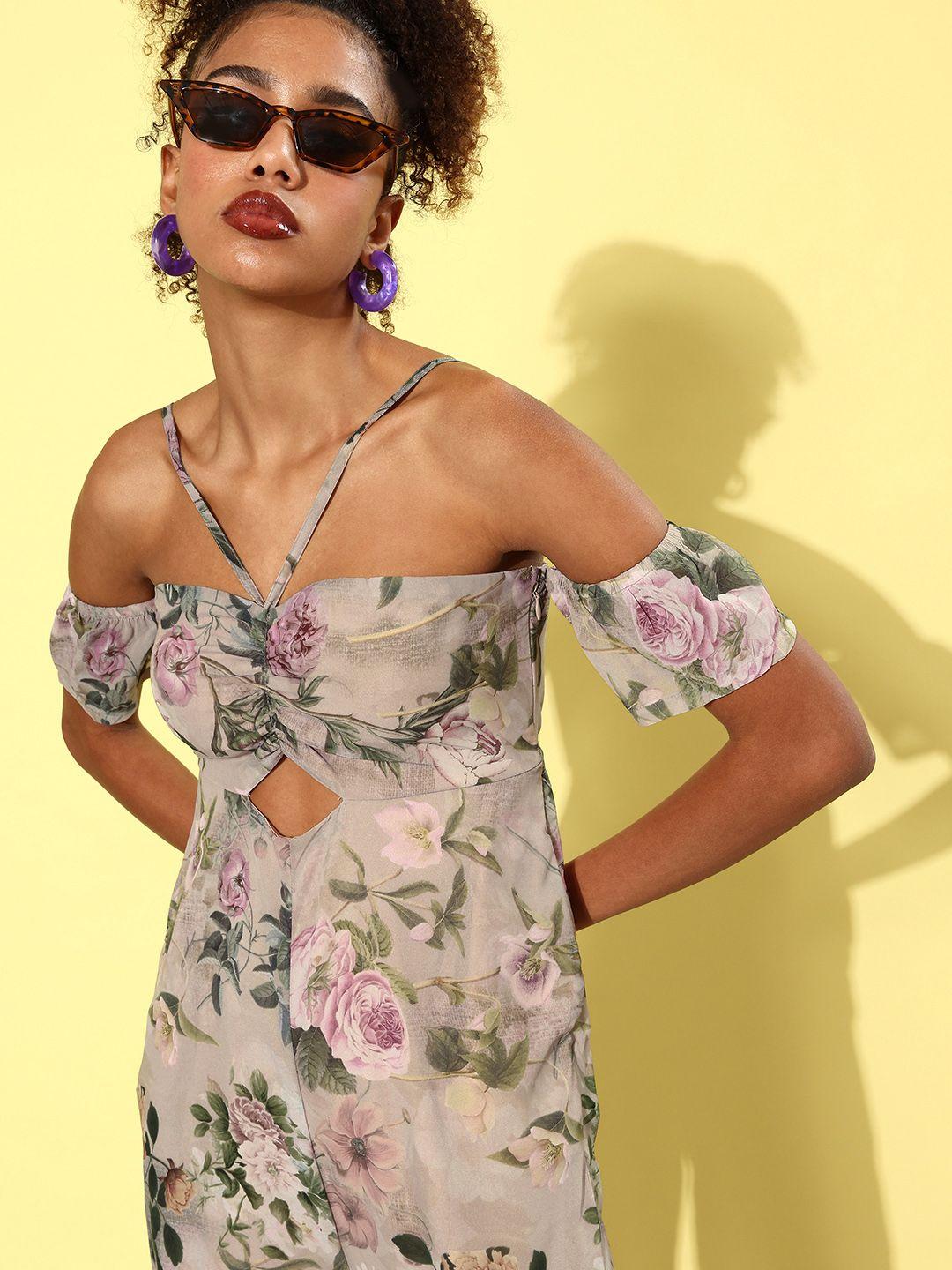 4wrd by dressberry floral printed basic jumpsuit with cut-out details