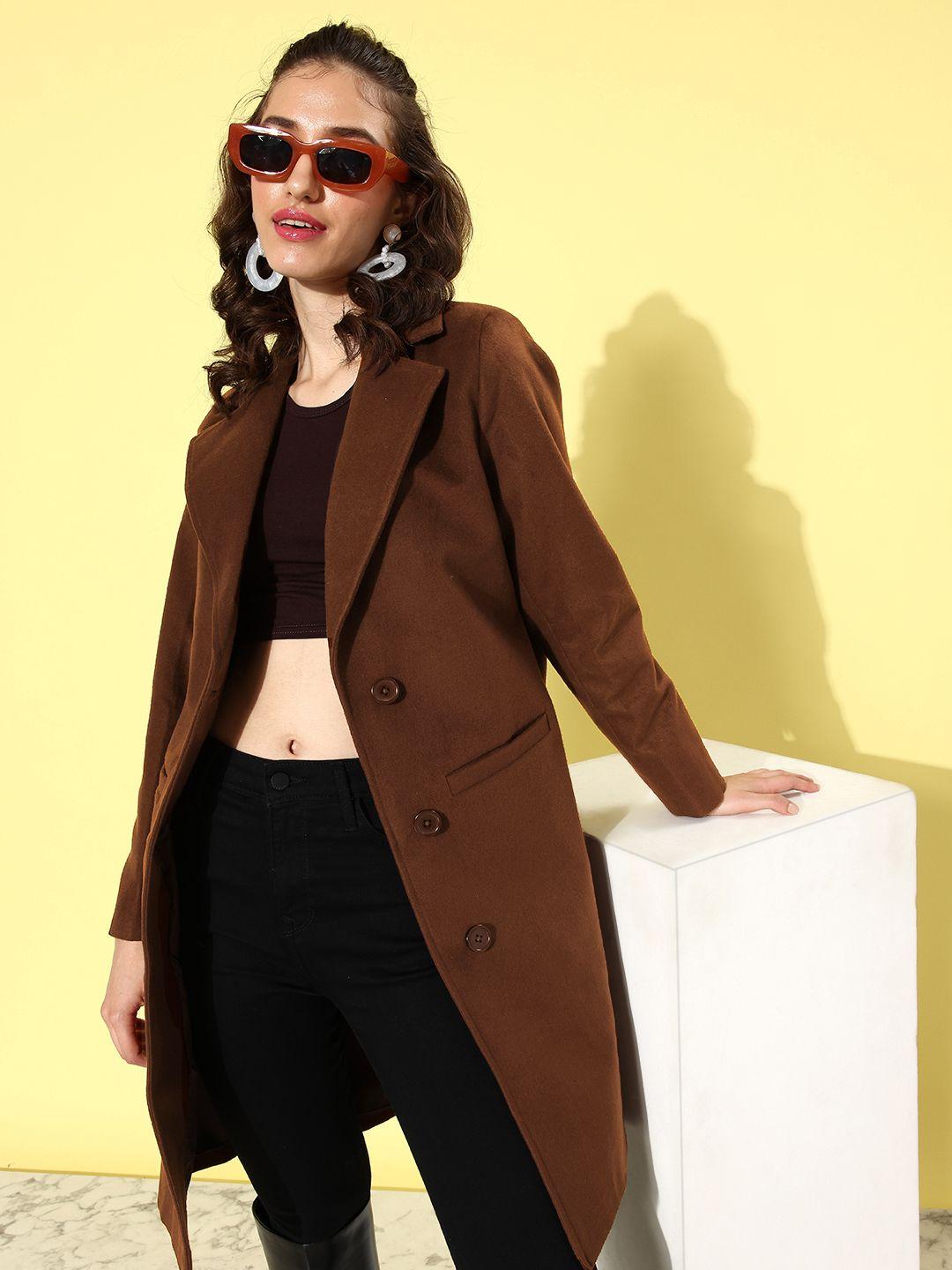 4wrd by dressberry notched lapel collar knee length trench coat