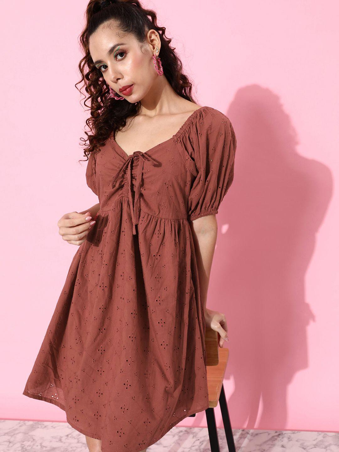 4wrd by dressberry schiffli puff sleeve a-line dress