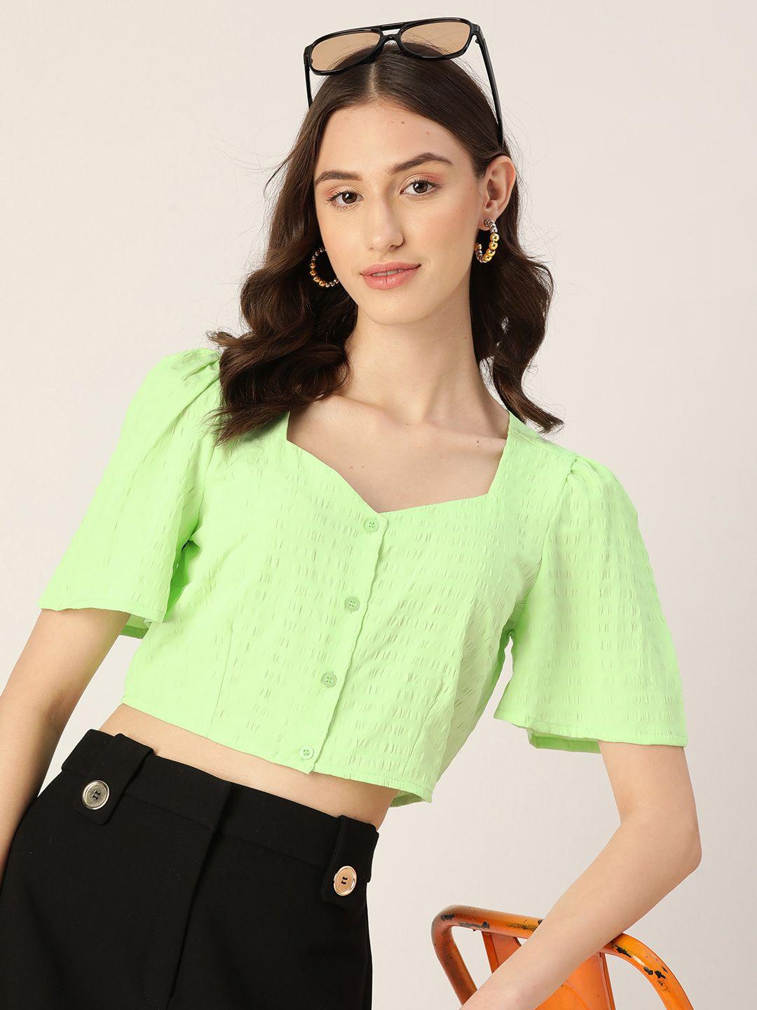 4wrd by dressberry seersucker sweetheart neck crop top