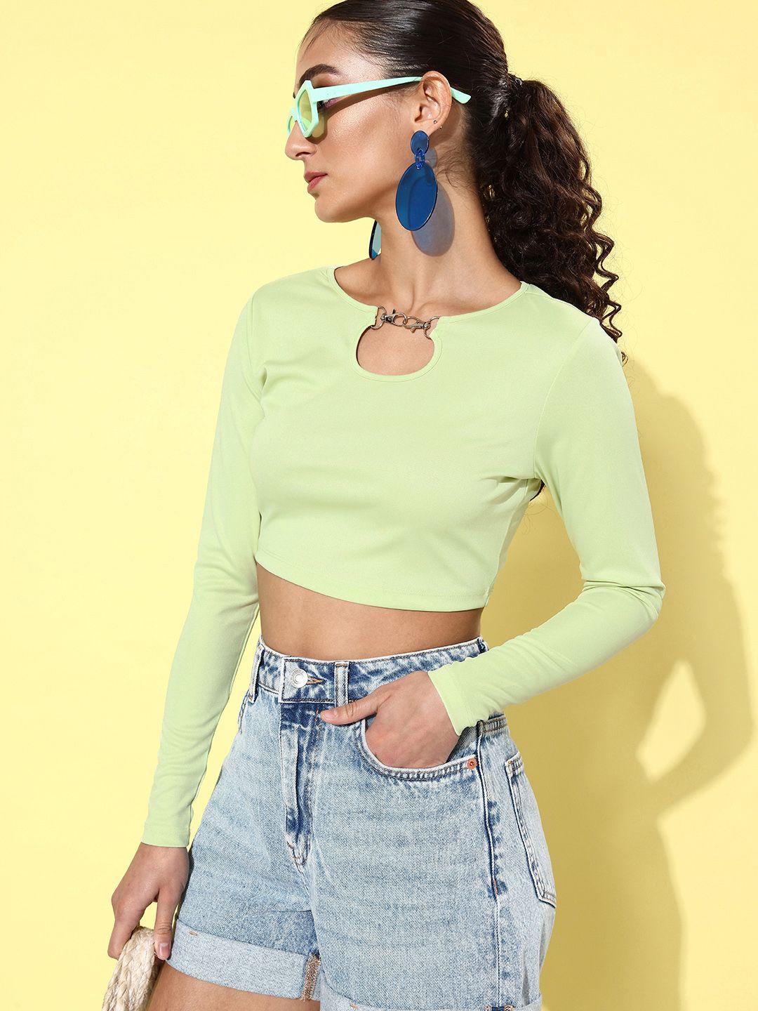 4wrd by dressberry solid keyhole neck crop top