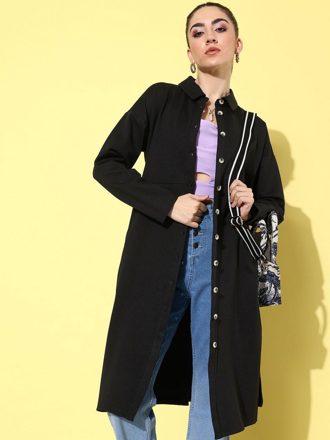 4wrd by dressberry solid knee length trench coat comes with a belt