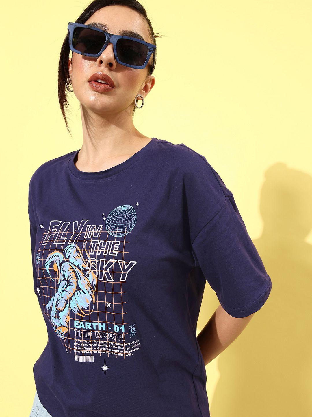 4wrd by dressberry women printed drop-shoulder t-shirt