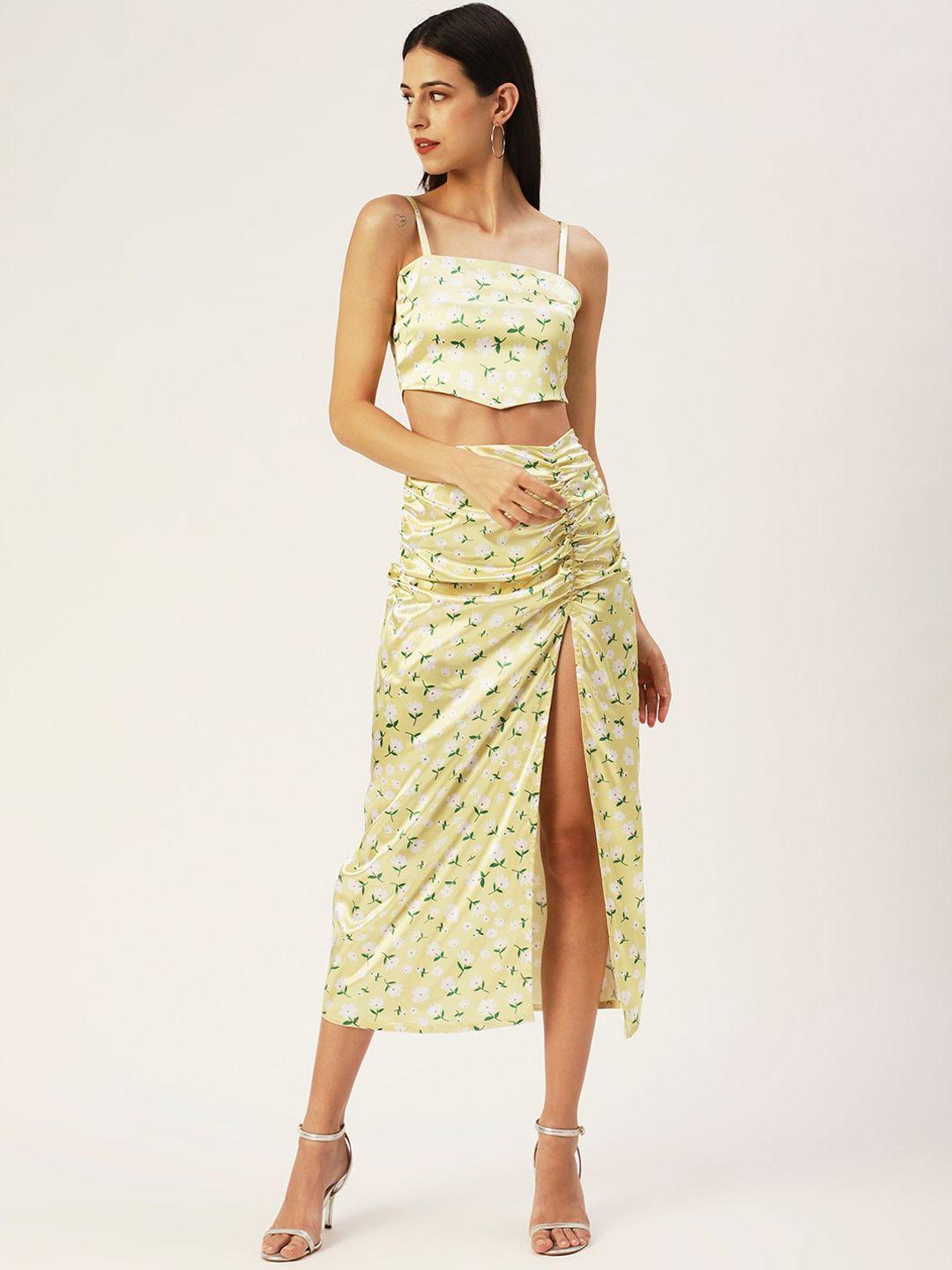 4wrd by dressberry women yellow printed co-ords set