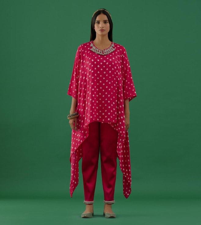 5-elements-by-radhika-gupta-pink-bandhani-modal-satin-tunic