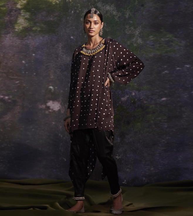 5 elements by radhika gupta black modal satun fabric tunic