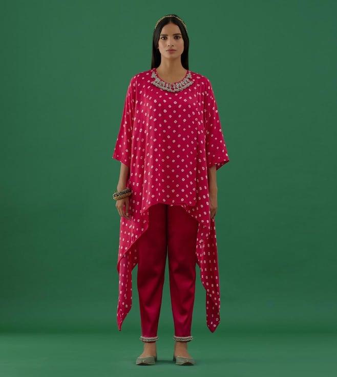 5 elements by radhika gupta pink bandhani modal satin tunic