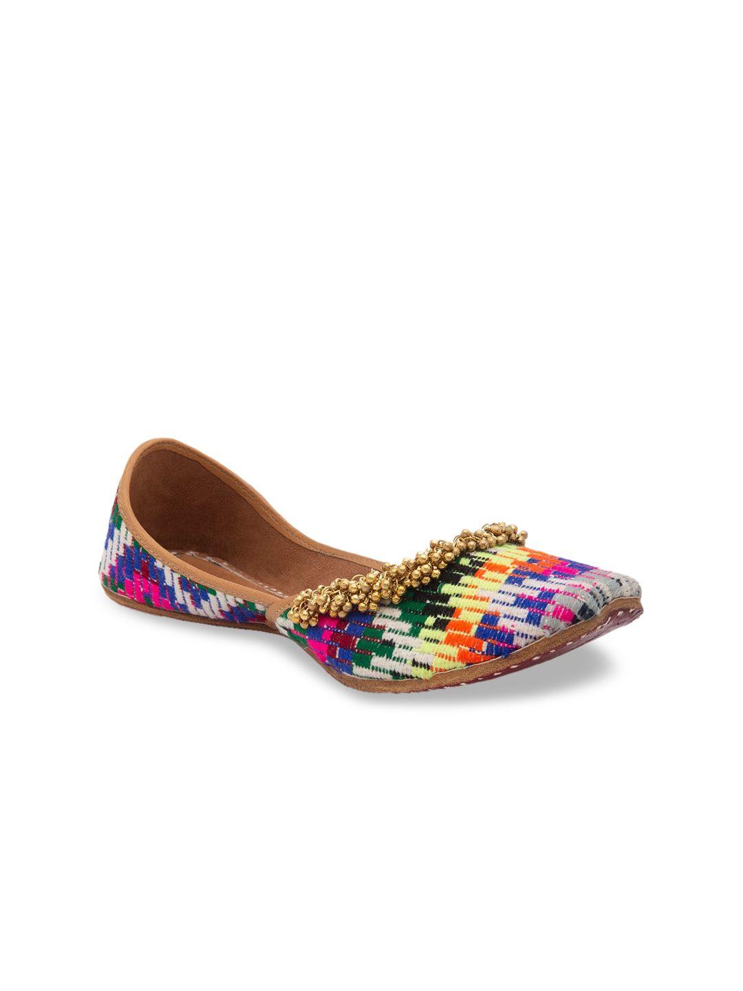 5 elements women multicoloured printed mojaris flats