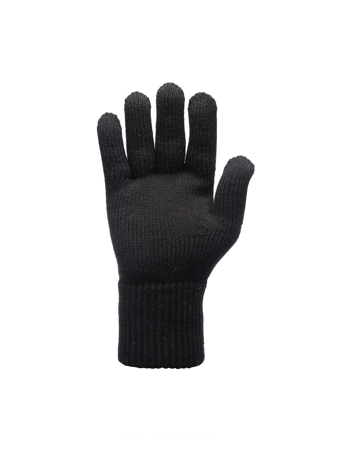 513 men black solid knitted gloves