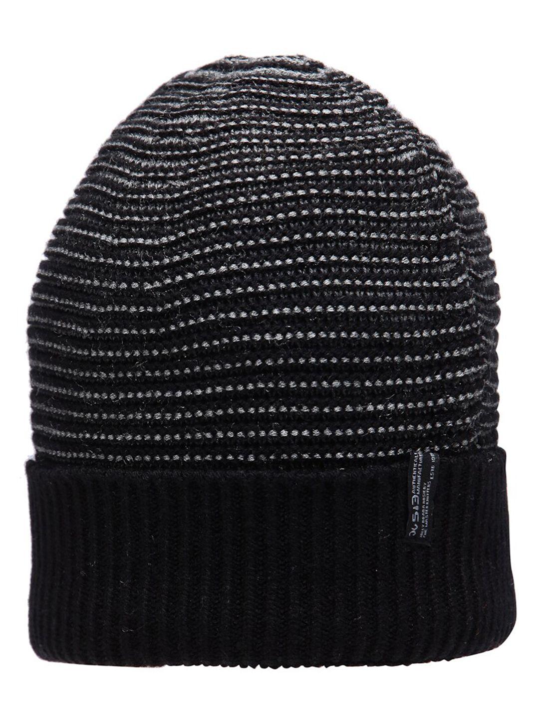 513 men black & grey self-design beanie