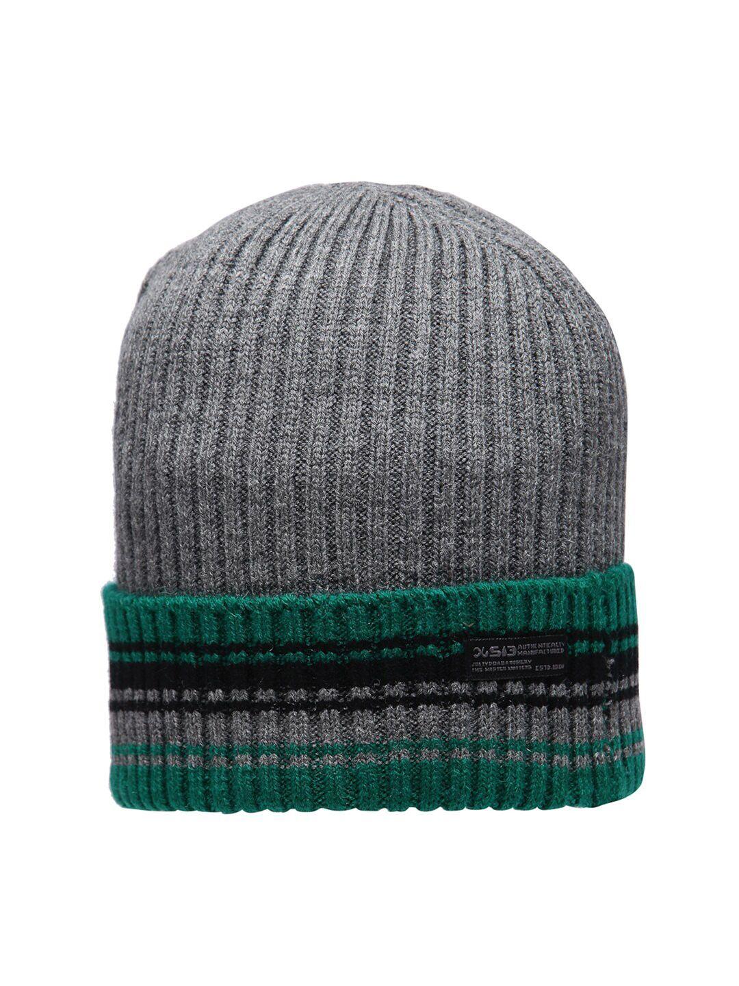 513 men grey melange & green beanie