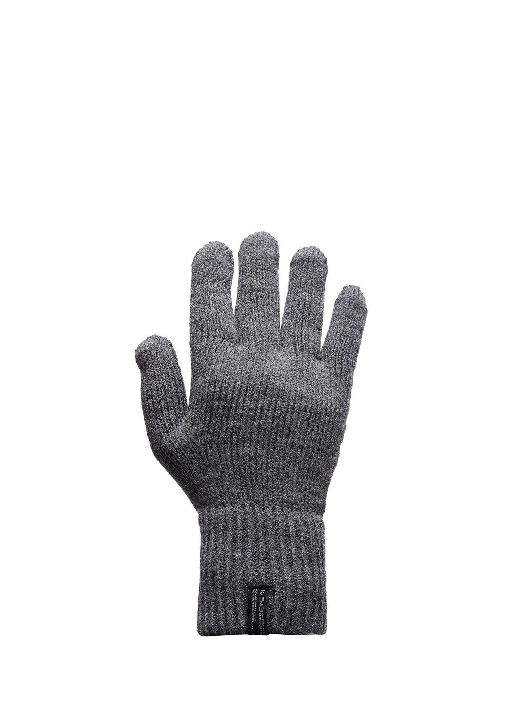 513 men grey melange solid knitted gloves