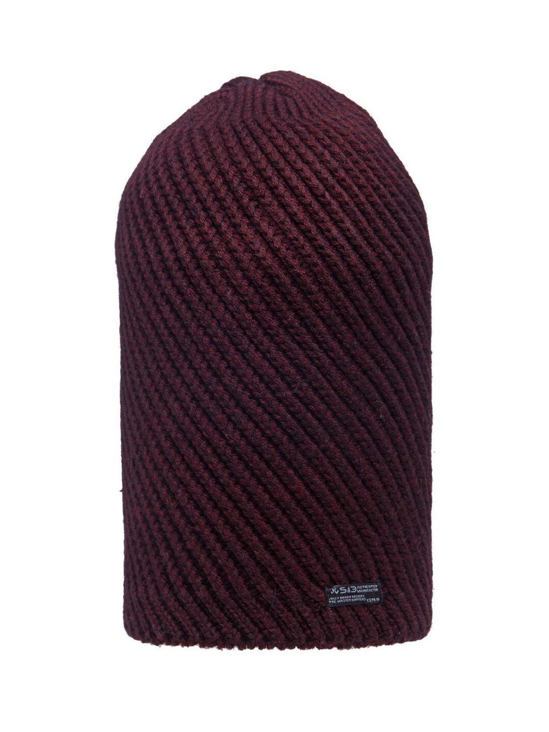 513 men maroon knitted beanie cap