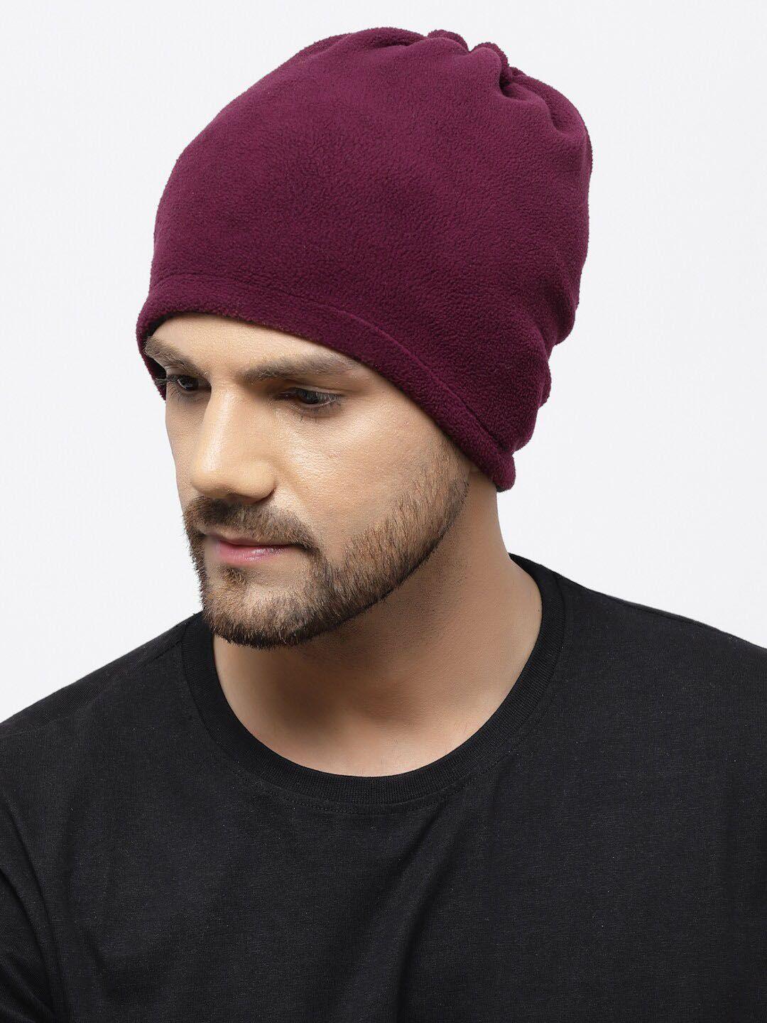 513 solid fleece reversible beanie with neck warmer & with face mask headband