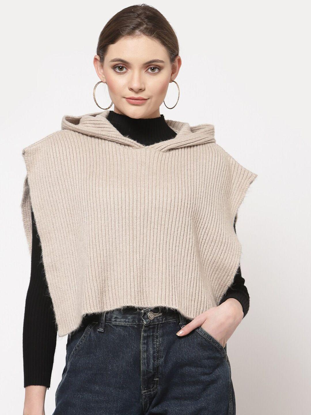 513 women beige solid sleeveless sweater vest