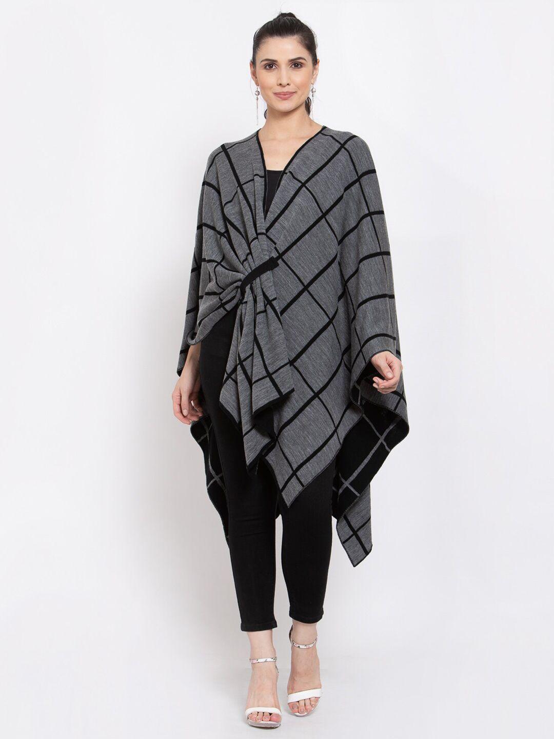 513 women grey & black checked kimono wrap shrug