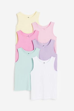 6-pack picot-trimmed vest tops