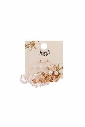 6 pairs pearl combo stylish silver alloy earring set