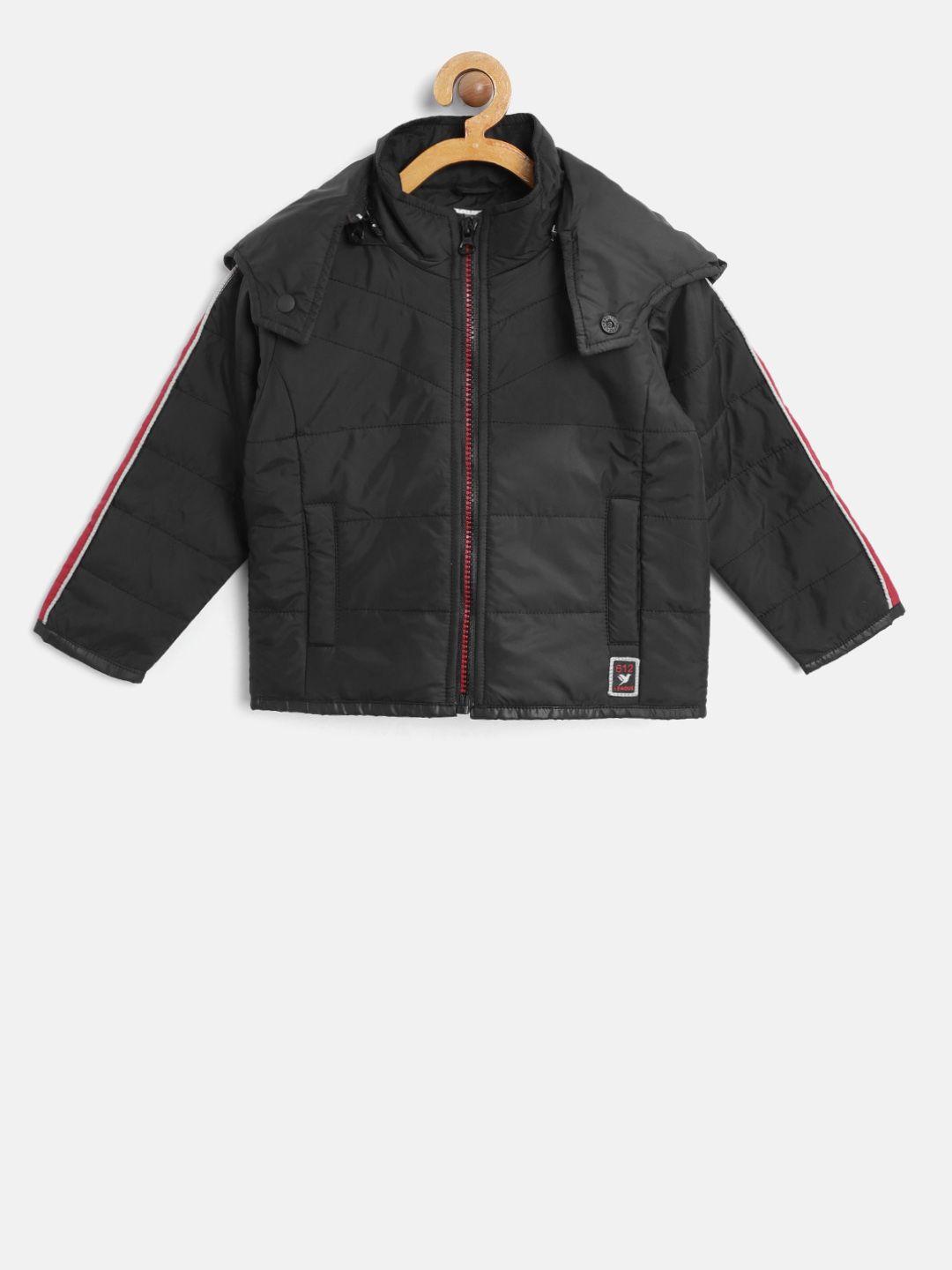 612 league boys black solid quilted jacket