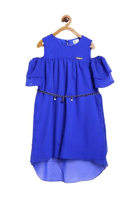 612 league kids blue solid dress