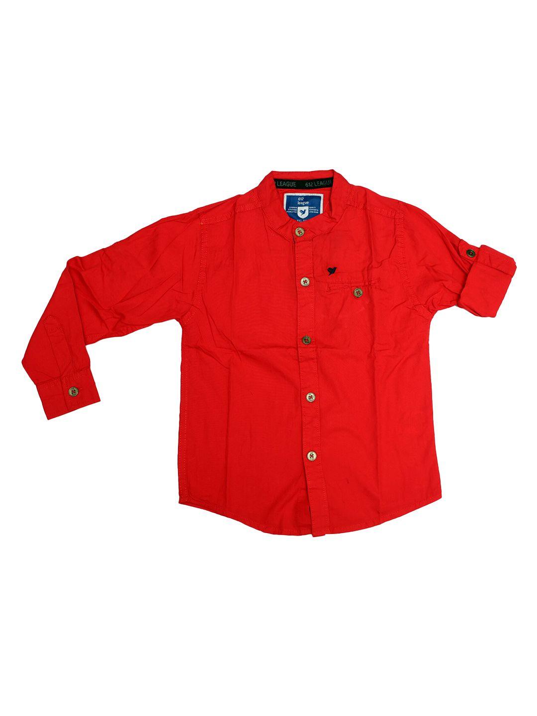612league boys red classic opaque casual shirt