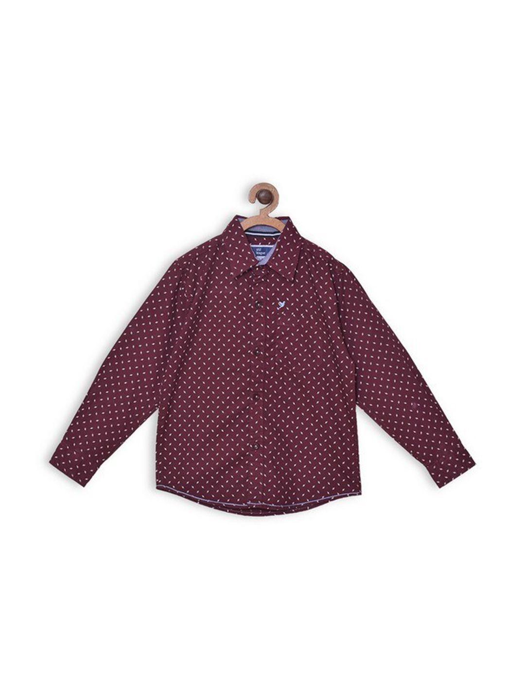 612league boys red classic printed casual shirt