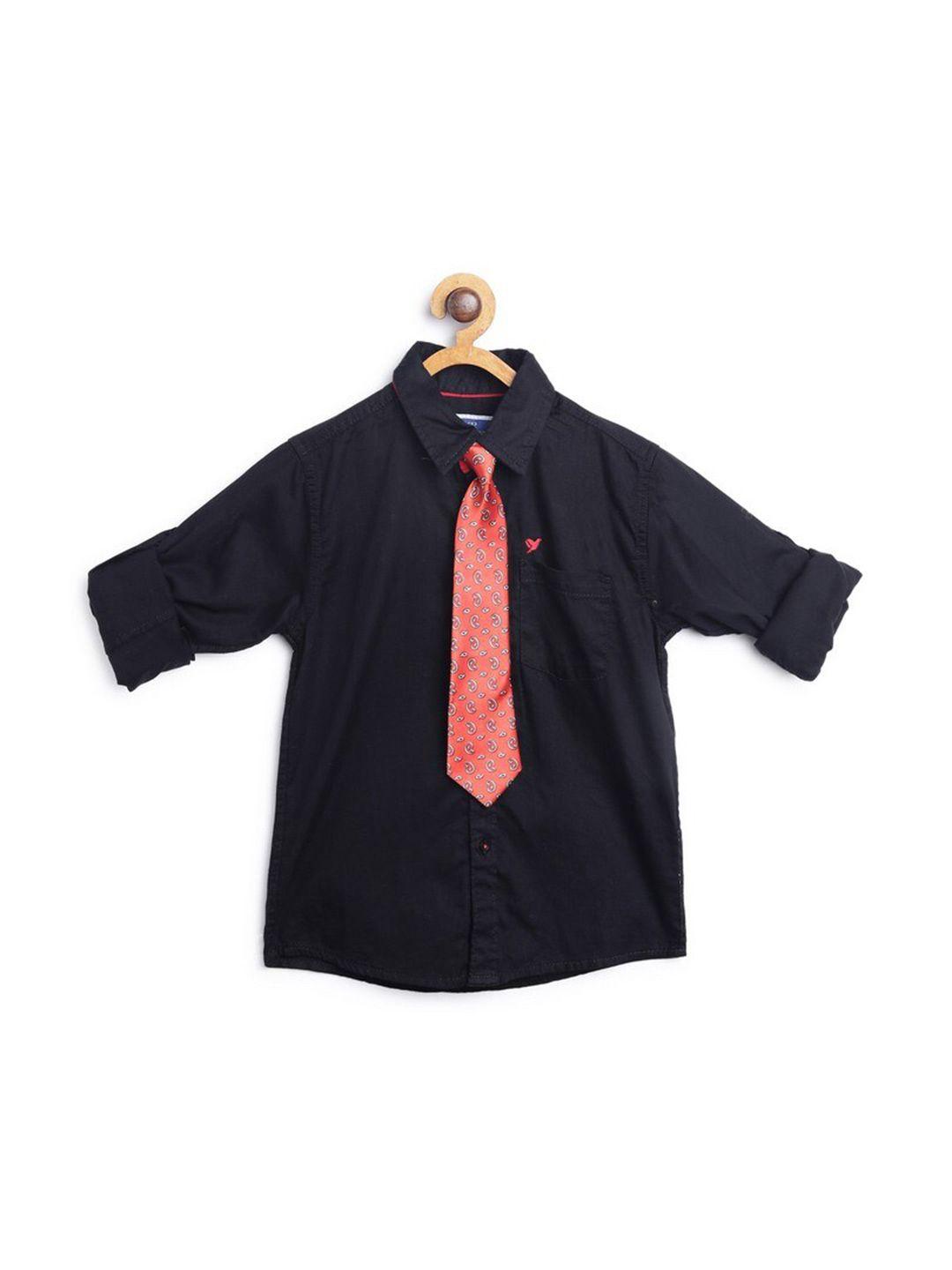 612league boys black regular fit classic casual shirt