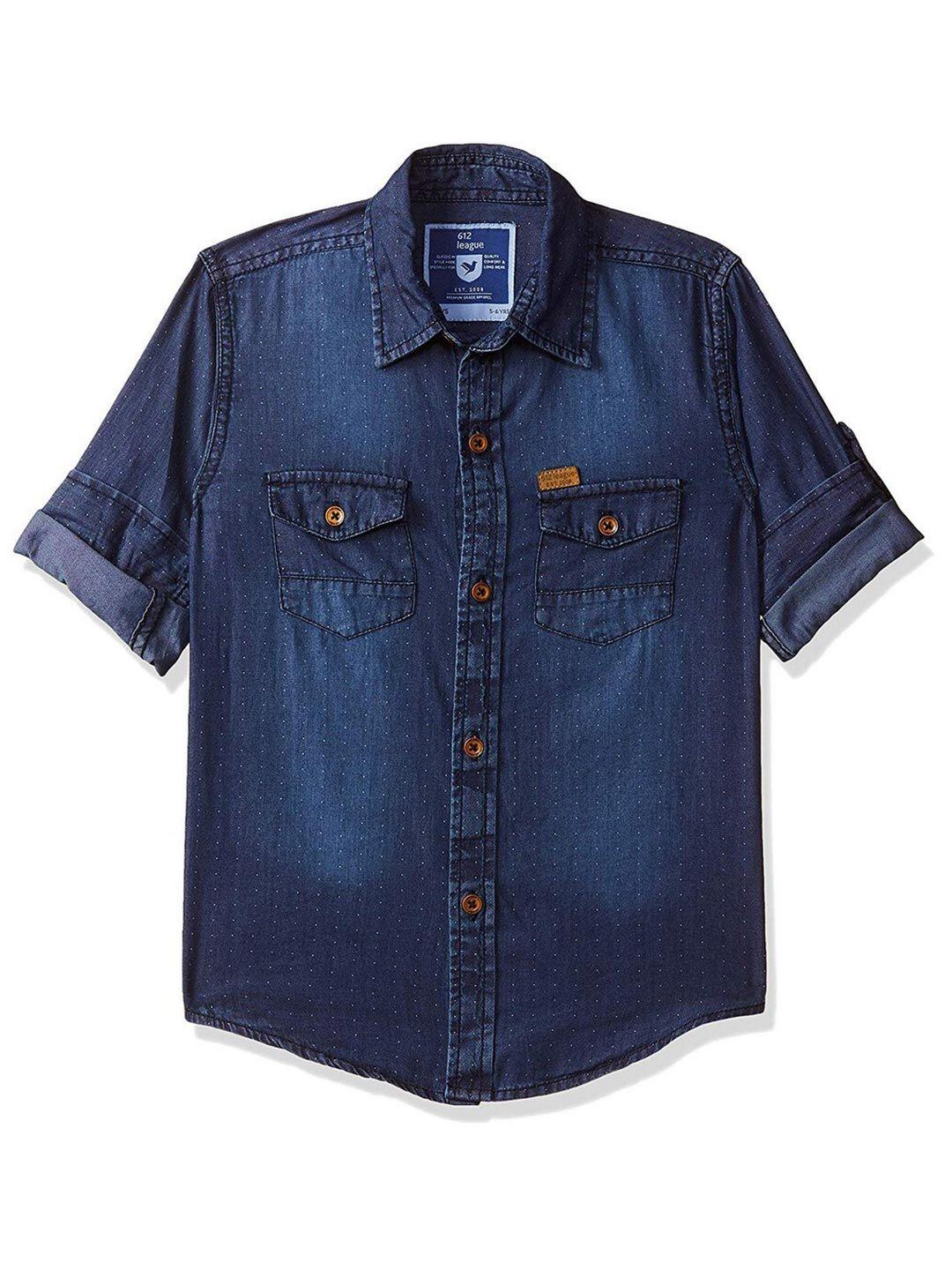 612league boys blue classic casual shirt