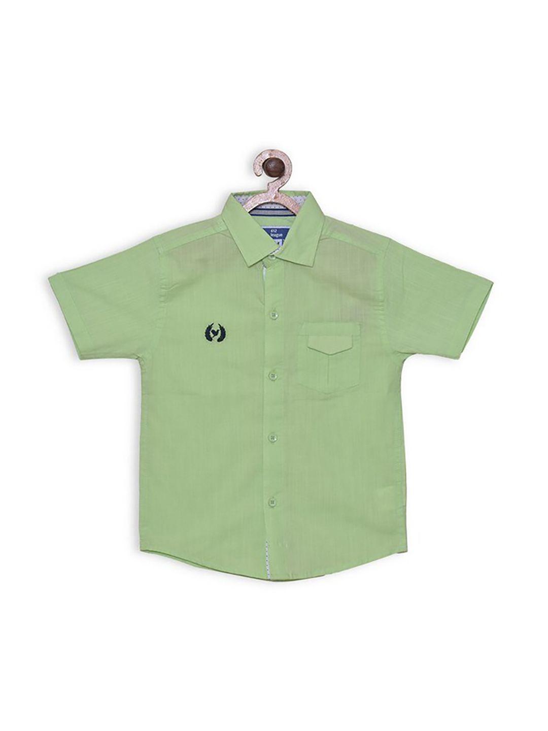 612league boys green classic casual shirt