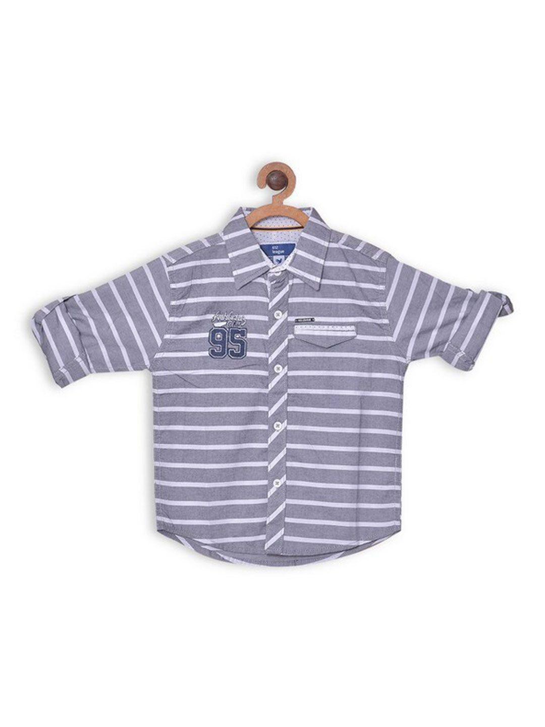 612league boys grey classic horizontal stripes casual shirt