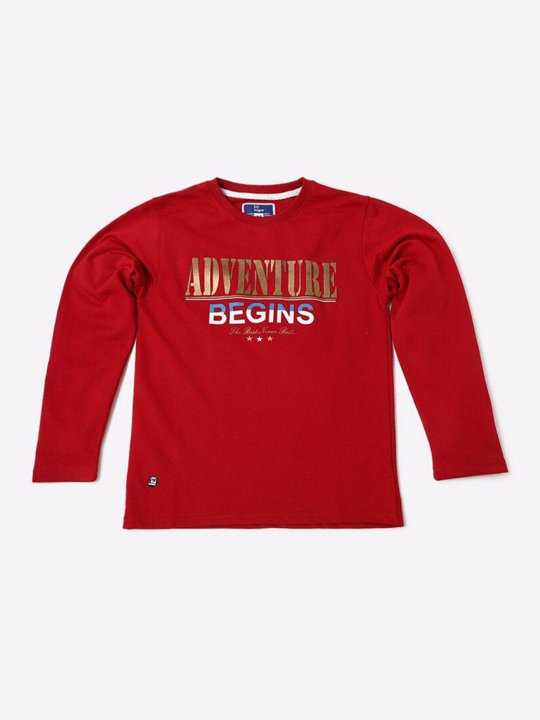 612league boys red printed cotton sweatshirt