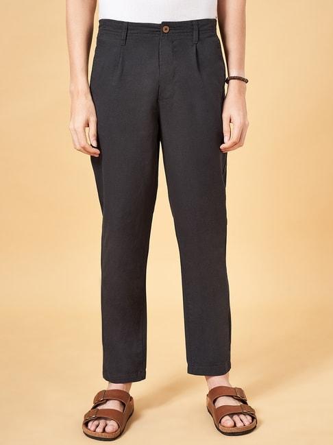 7 alt by pantaloons black cotton comfort fit trousers