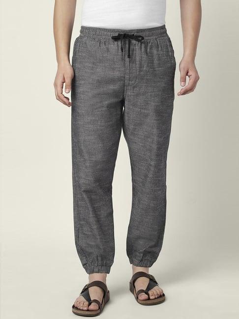 7 alt by pantaloons charcoal cotton regular fit texture jogger pants