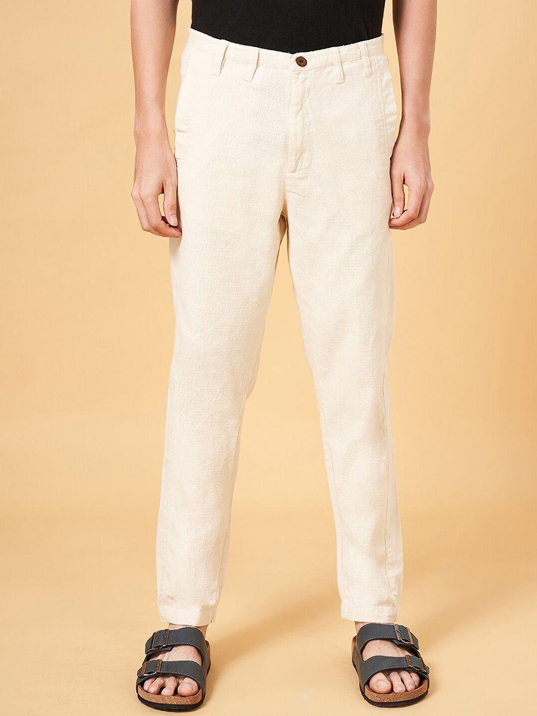 7 alt by pantaloons men mid-rise flat-front cotton trousers