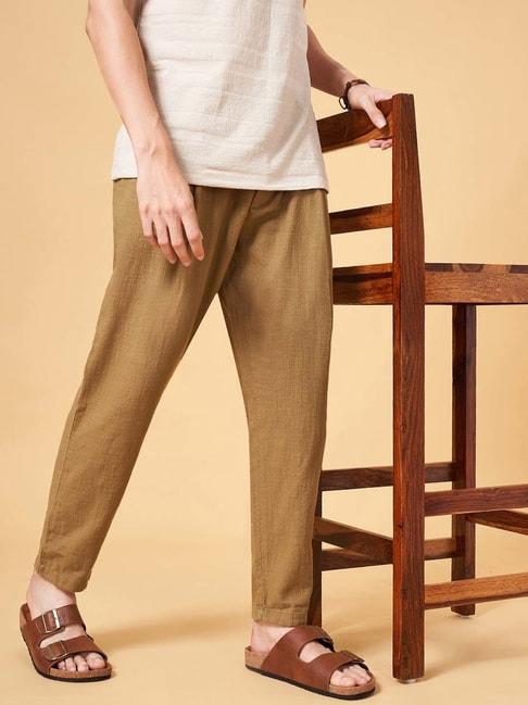 7 alt by pantaloons olive comfort fit pleated trousers
