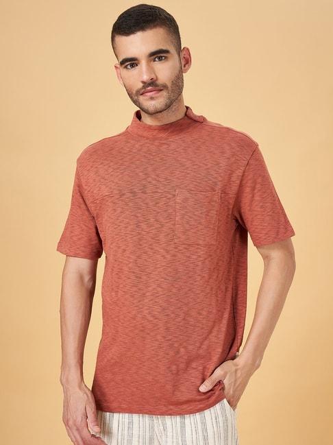 7-alt-by-pantaloons-rust-cotton-relaxed-fit-t-shirt