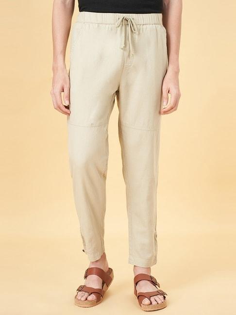 7 alt by pantaloons stone cotton comfort fit trouser