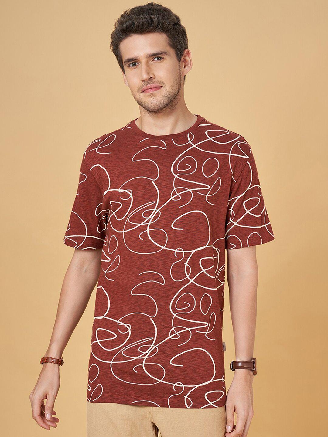 7 alt by pantaloons abstract printed cotton relaxed fit t-shirt