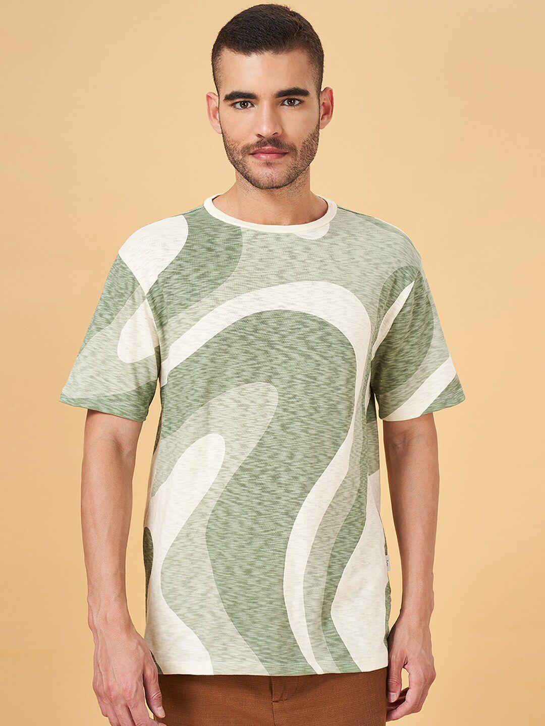 7 alt by pantaloons abstract printed round neck cotton relaxed fit t-shirt