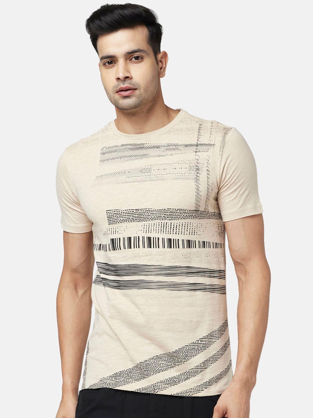 7 alt by pantaloons abstract printed slim fit cotton t-shirt