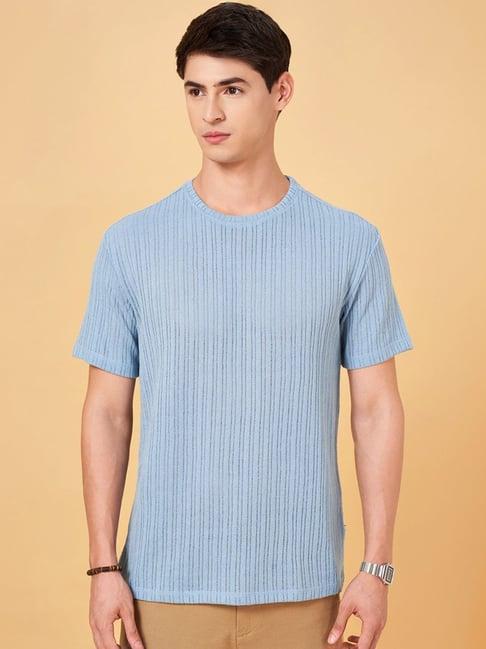 7 alt by pantaloons bluesteel relaxed fit striped t-shirt
