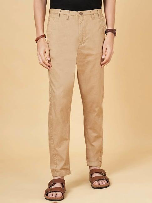 7 alt by pantaloons khaki comfort fit trousers