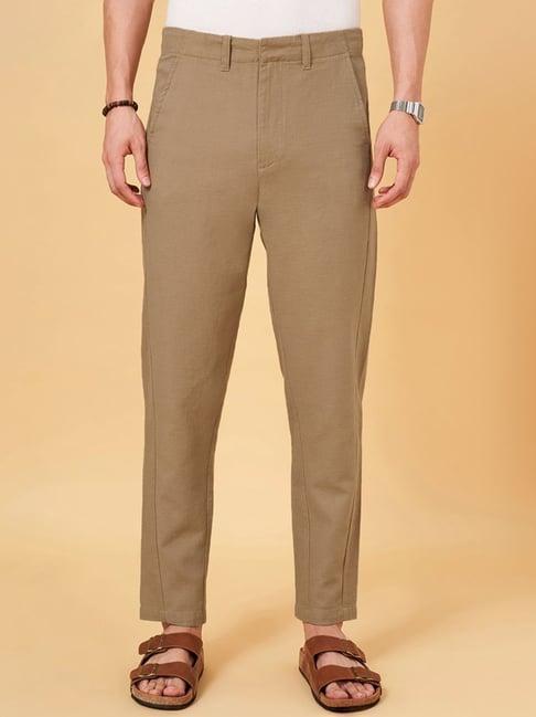 7 alt by pantaloons khaki comfort fit trousers