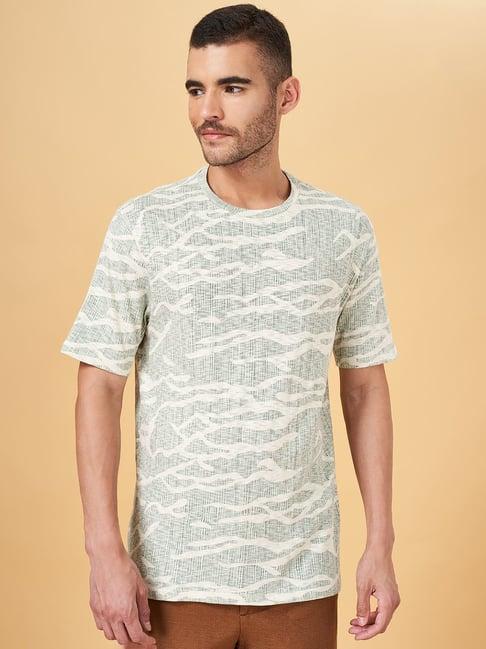 7 alt by pantaloons light green cotton relaxed fit printed t-shirt