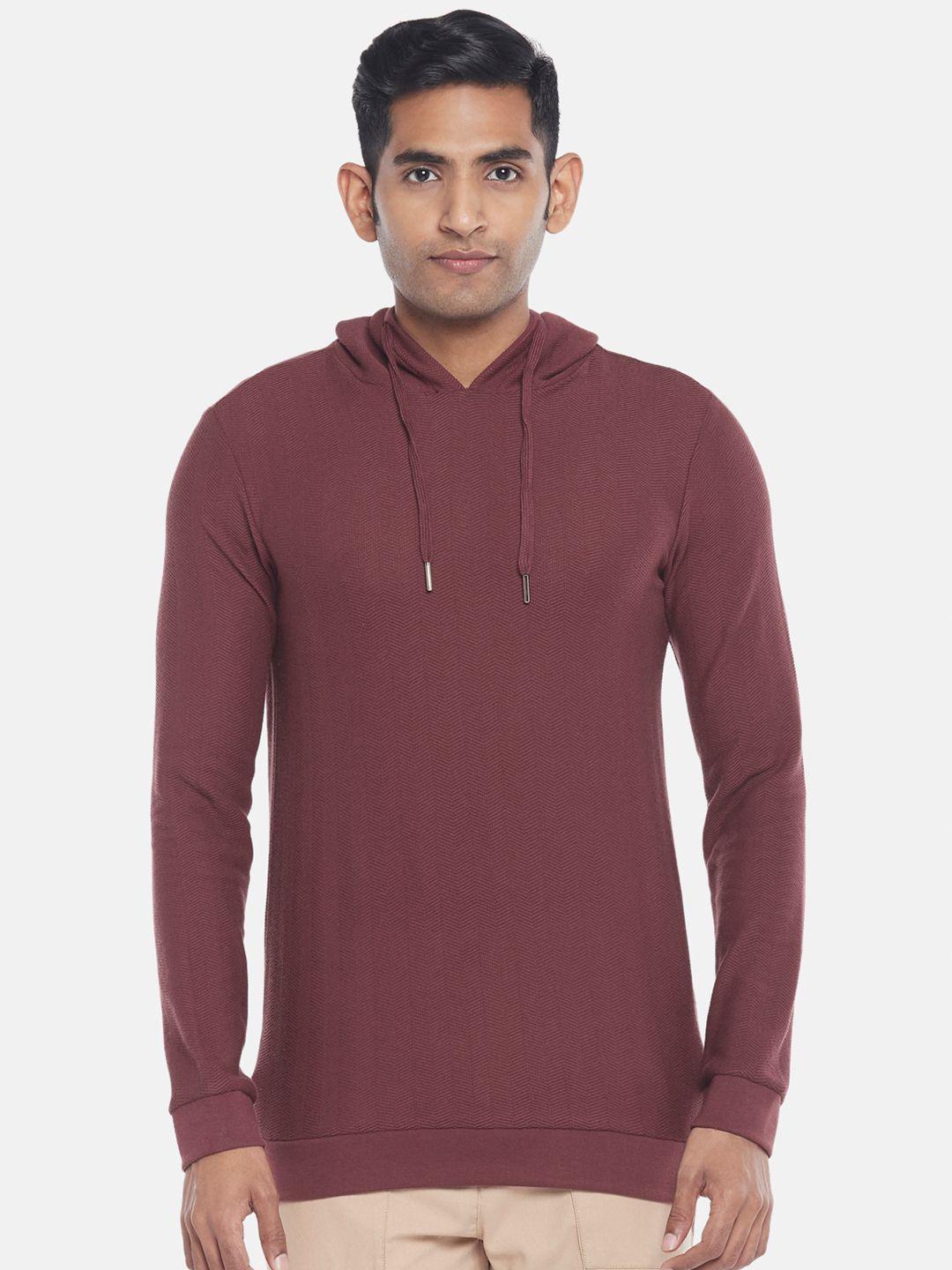 7 alt by pantaloons long sleeve hooded cotton slim fit t-shirt