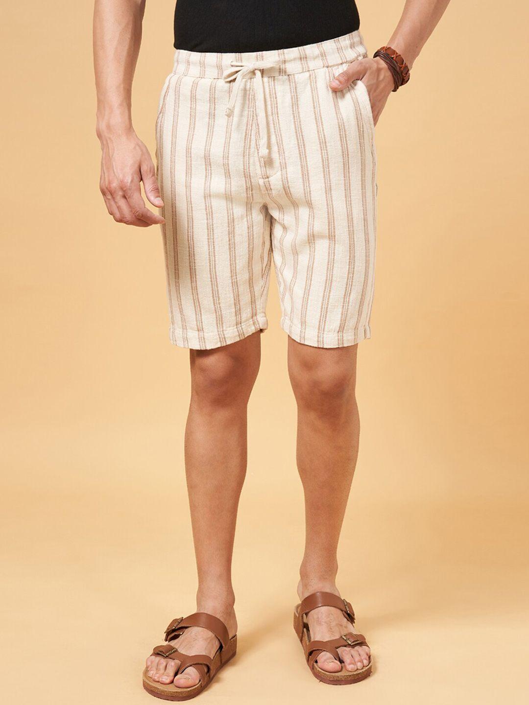 7 alt by pantaloons men striped mid rise cotton slim fit shorts