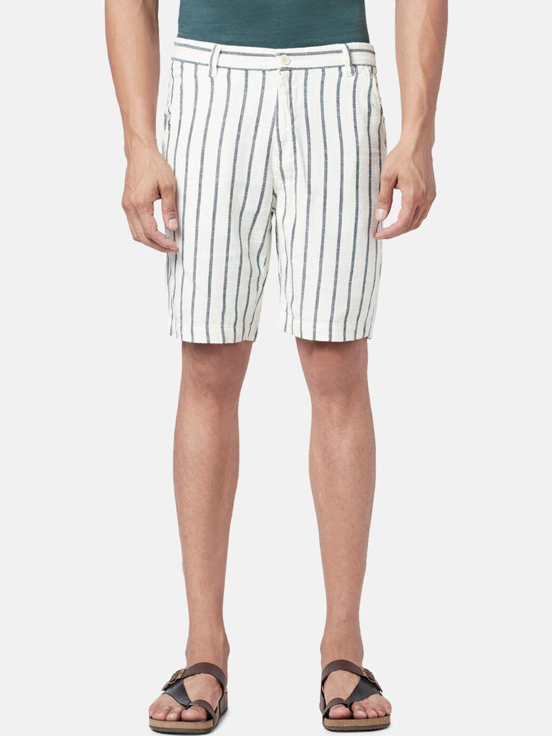 7 alt by pantaloons men striped mid rise slim fit cotton shorts