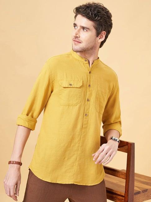 7 alt by pantaloons mustard relaxed fit shirt