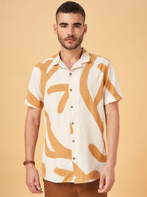 7 alt by pantaloons off white cotton relaxed fit printed shirt